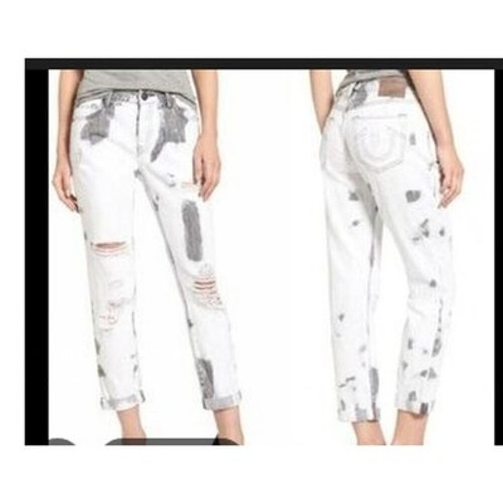 True Religion Jeans Distressed Cameron Acid Wash Slim Boyfriend 24x28 90s USA